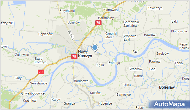 mapa Podzamcze, Podzamcze gmina Nowy Korczyn na mapie Targeo